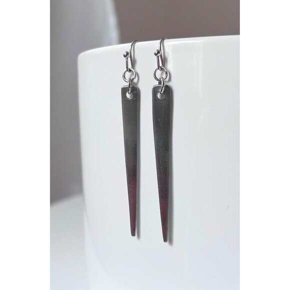 Handmade Silver Fork Tine Earrings: Silverware Jewelry UpCycled Fashion - Picture 1 of 4